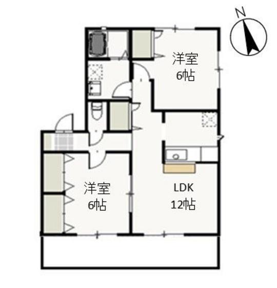 ヴィンテージツインB(2LDK/1階)の間取り写真