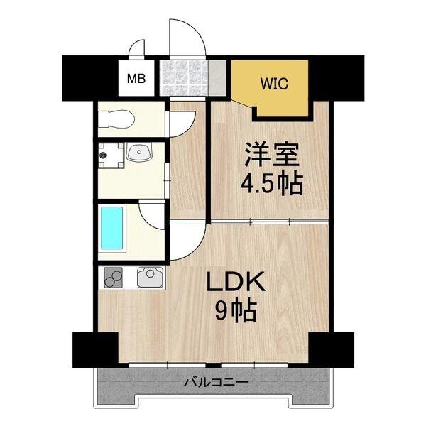 パークモダン新大阪(1LDK/9階)の間取り写真