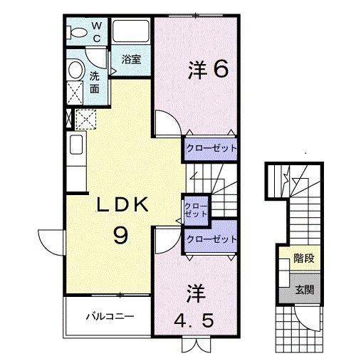 ペイサージュB(2LDK/2階)の間取り写真