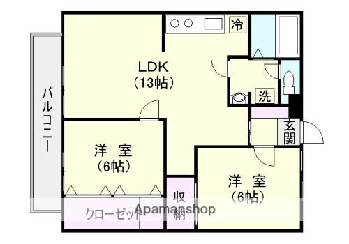 ウインズマンション(2LDK/3階)の間取り写真