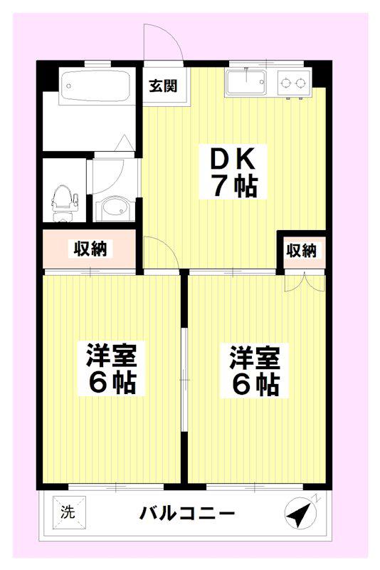 グリーンハイツ(2DK/3階)の間取り写真