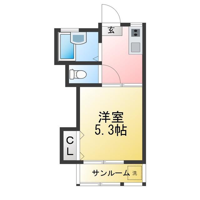 パレスラフィーネ(1K/2階)の間取り写真