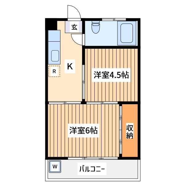 第2市川マンション(2K/3階)の間取り写真