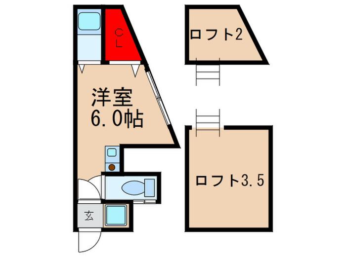 コンパートメント東向島(ワンルーム/2階)の間取り写真