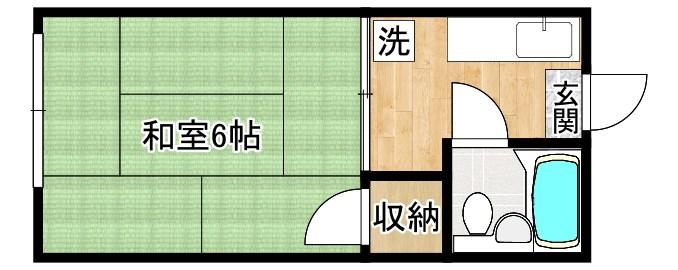 オアシス小芝(1K/2階)の間取り写真