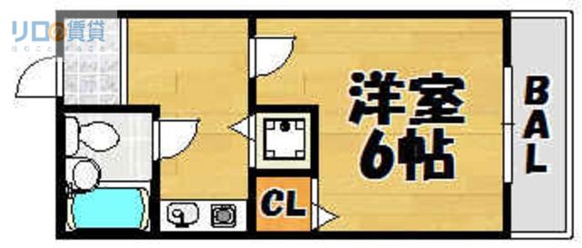 RIO花屋敷(ワンルーム/1階)の間取り写真