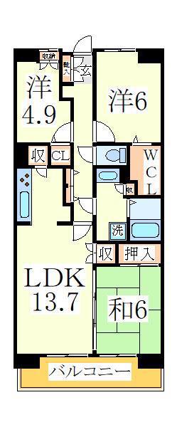 白井ロジュマン(3LDK/7階)の間取り写真