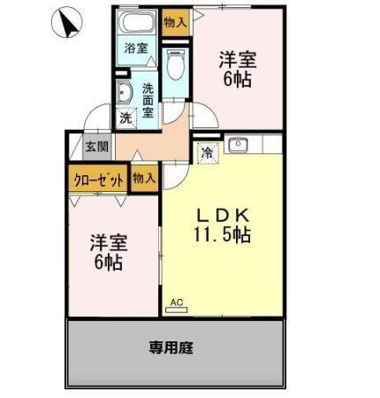 カーサ21(2LDK/1階)の間取り写真