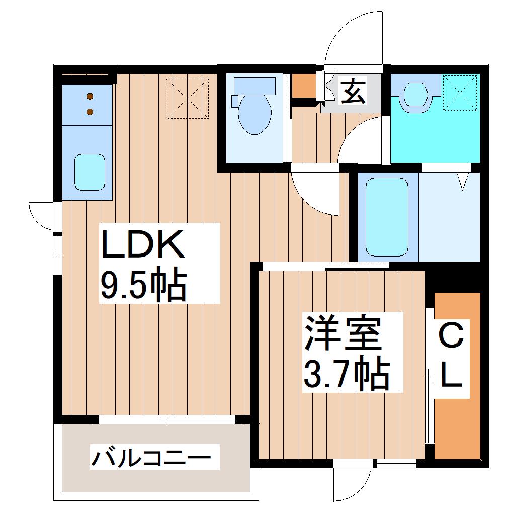 グロウランス薬師堂(1LDK/1階)の間取り写真