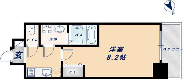 S-RESIDENCE阿波座ウエスト(1K/4階)の間取り写真