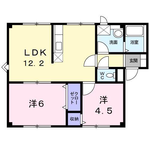 プラドール木村A(2LDK/1階)の間取り写真