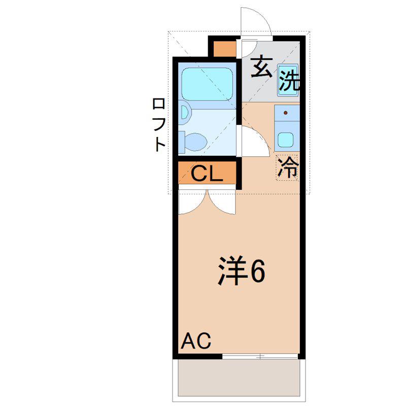 CHERRY HOUSE 川田(1K/2階)の間取り写真