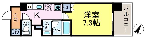 びゅうリエット新小岩(1K/7階)の間取り写真