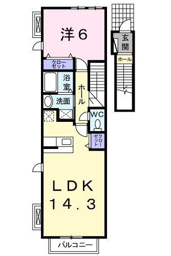 メゾン・ド・リアンVI(1LDK/2階)の間取り写真