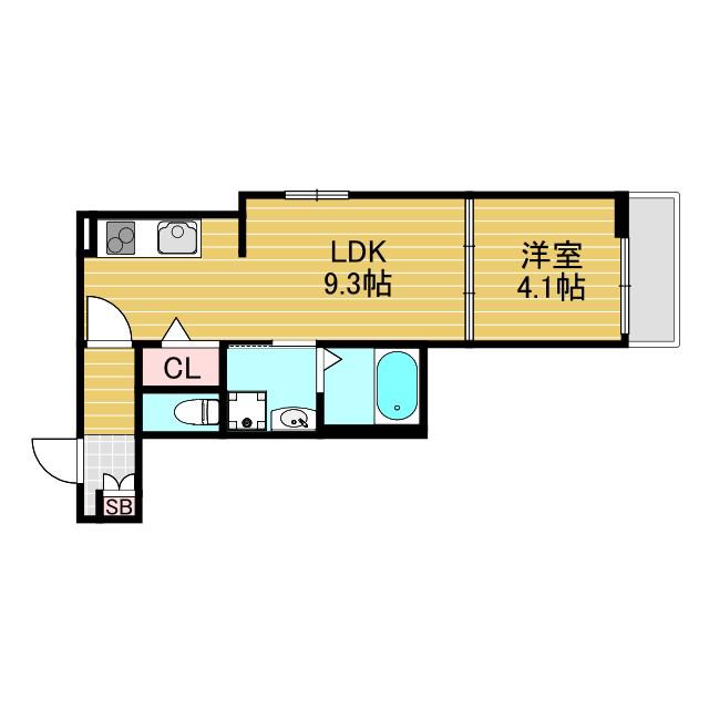 ハーミッツ・セル下新庄(1LDK/3階)の間取り写真