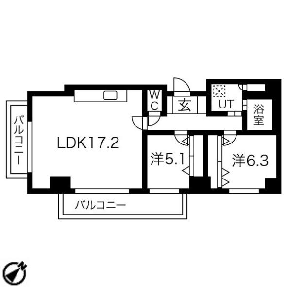 コンドー円山KIRARI(2LDK/4階)の間取り写真