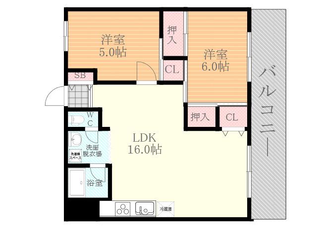 コスモハイツ(2LDK/3階)の間取り写真