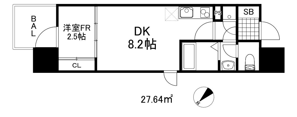 セレニテ神戸駅前アリエ(1LDK/5階)の間取り写真