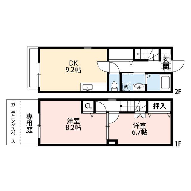 ハイツコスモス(2DK/1階)の間取り写真