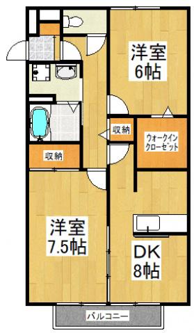 コンフォート宮本(2DK/2階)の間取り写真