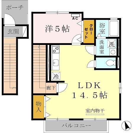 ディアコート・I A棟(1LDK/2階)の間取り写真