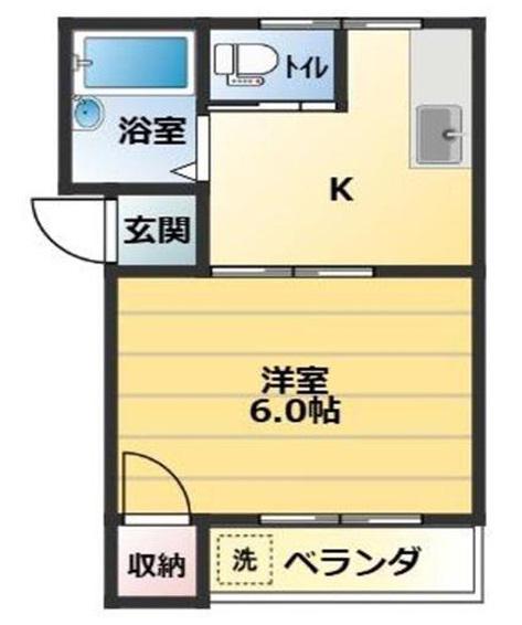 サンハイツ上滝野D棟(1DK/3階)の間取り写真