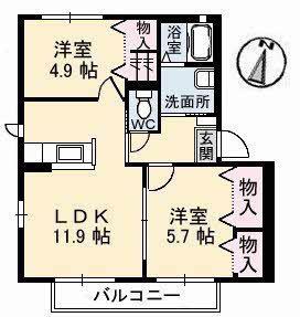 PUMPKIN HOUSE(2LDK/2階)の間取り写真