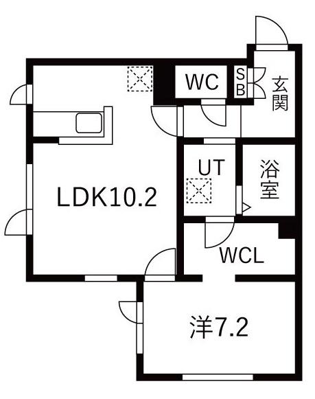 ブリエ クオーレ千歳(1LDK/1階)の間取り写真