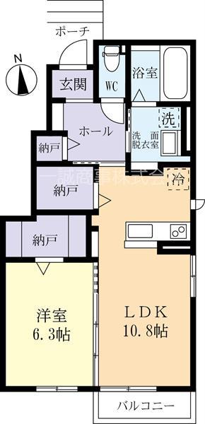 グリーンヒルズひたち野B棟(1LDK/1階)の間取り写真