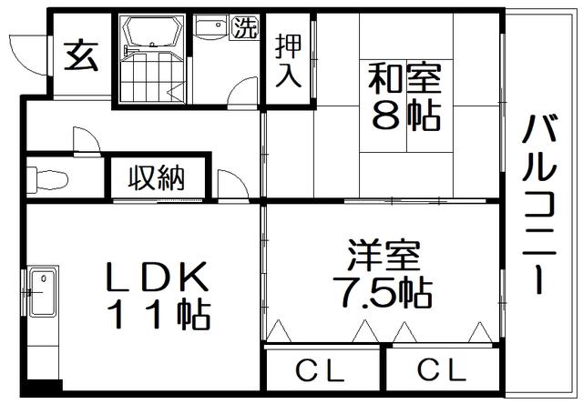 北川ハイツ(2LDK/2階)の間取り写真