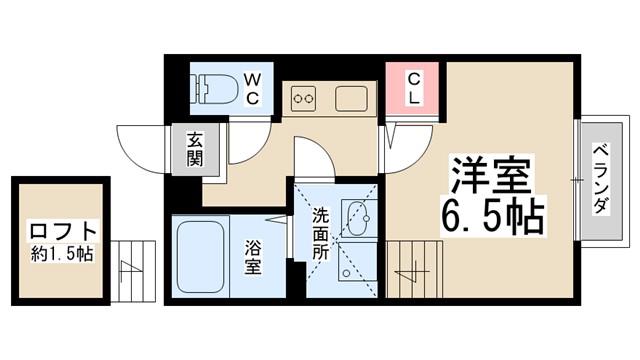 ヴェルドミール栄根(1K/2階)の間取り写真