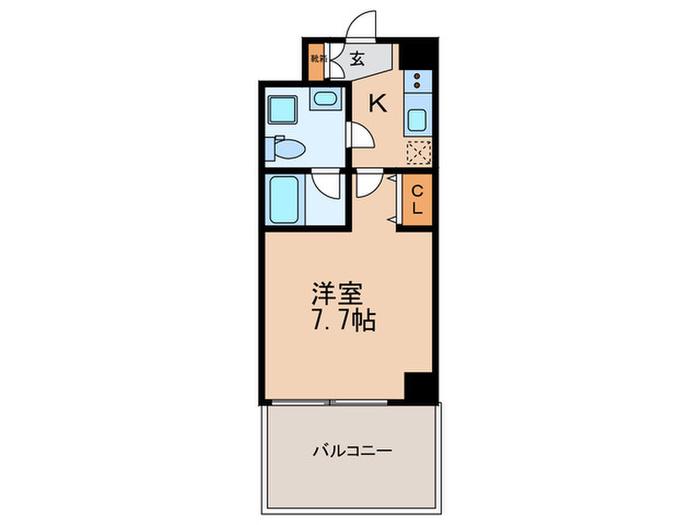 リップル南森町II(1K/1階)の間取り写真