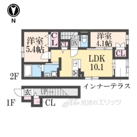 ウェルスガーデン(2LDK/1階)の間取り写真