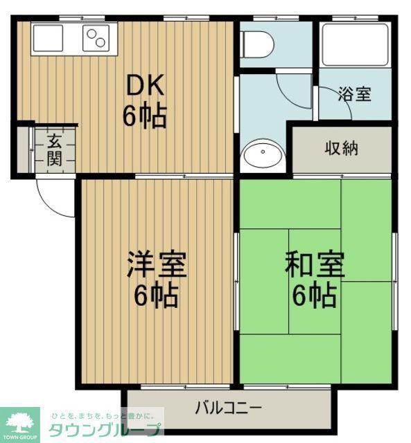 三上ハイツI(2DK/2階)の間取り写真