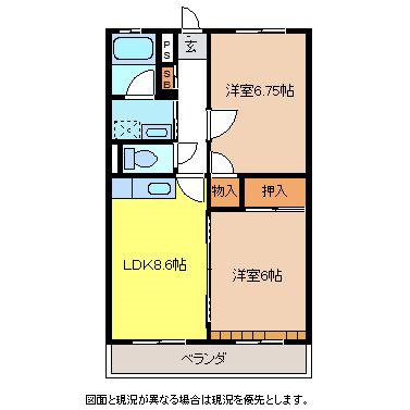 マンション太田II(2LDK/2階)の間取り写真