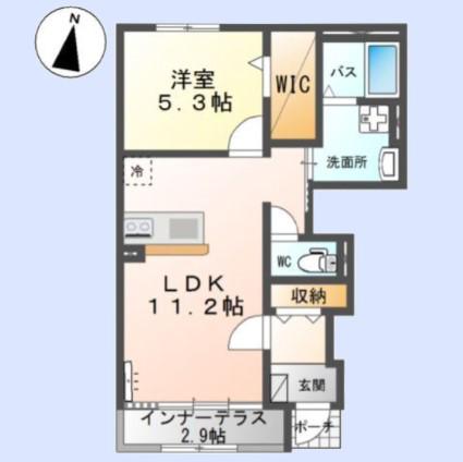 エスポワール(1LDK/1階)の間取り写真