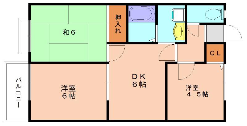 ニューライフ津屋崎(3DK/2階)の間取り写真