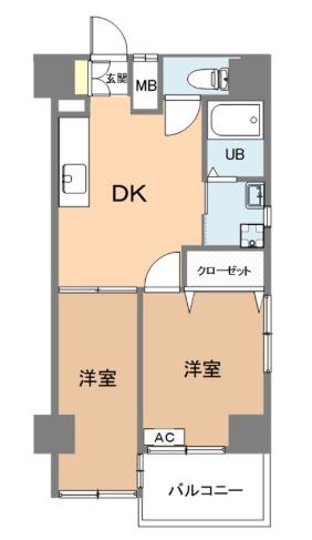 KOB5(2DK/3階)の間取り写真