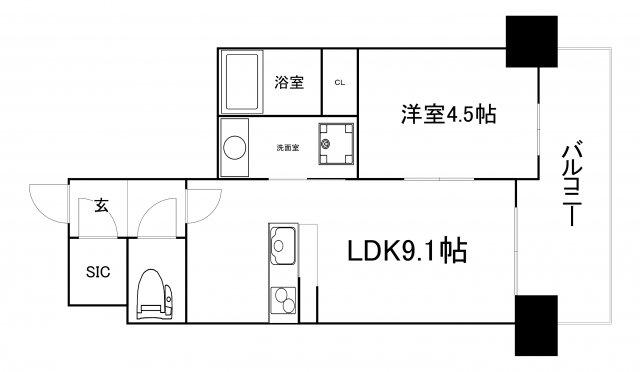 SK RESIDENCES SHINSAIBASHI 旧SK RES(1LDK/11階)の間取り写真