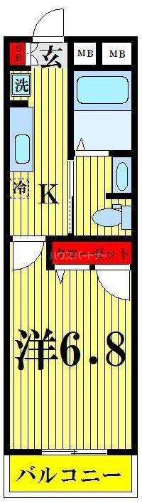 アルテールA棟(1K/2階)の間取り写真