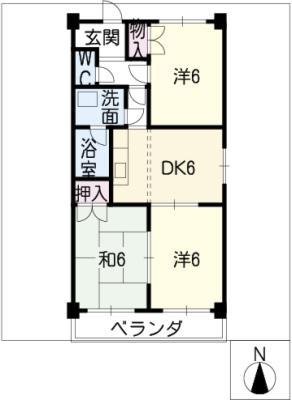 クレールナガタ(3DK/4階)の間取り写真
