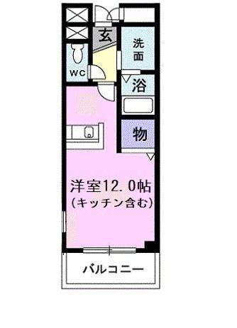 トゥールモンド(1K/1階)の間取り写真