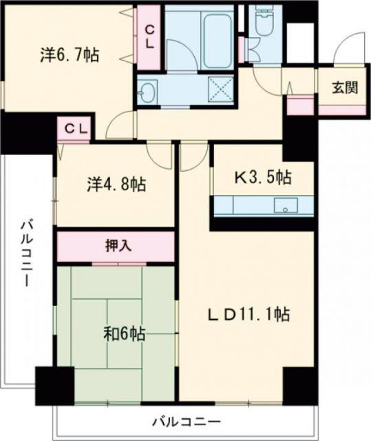 三田パークホームズ(3LDK/5階)の間取り写真
