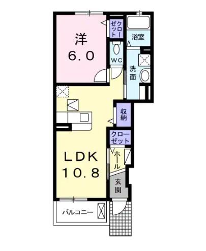 地下鉄名城線 瑞穂運動場東駅 徒歩13分 2階建 築13年(1LDK/1階)の間取り写真