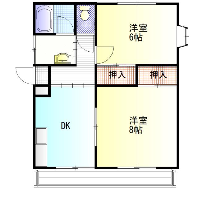 キャッスル藤咲(2DK/2階)の間取り写真