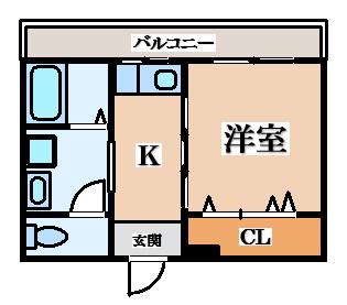 コーポフェルメール(1DK/2階)の間取り写真