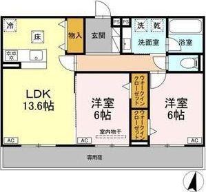 プルミエラムール(2LDK/2階)の間取り写真