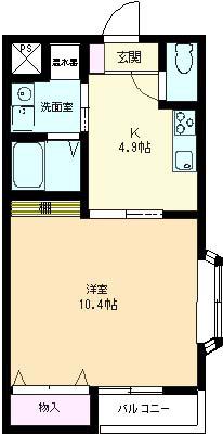 エフ弐番館(1K/2階)の間取り写真