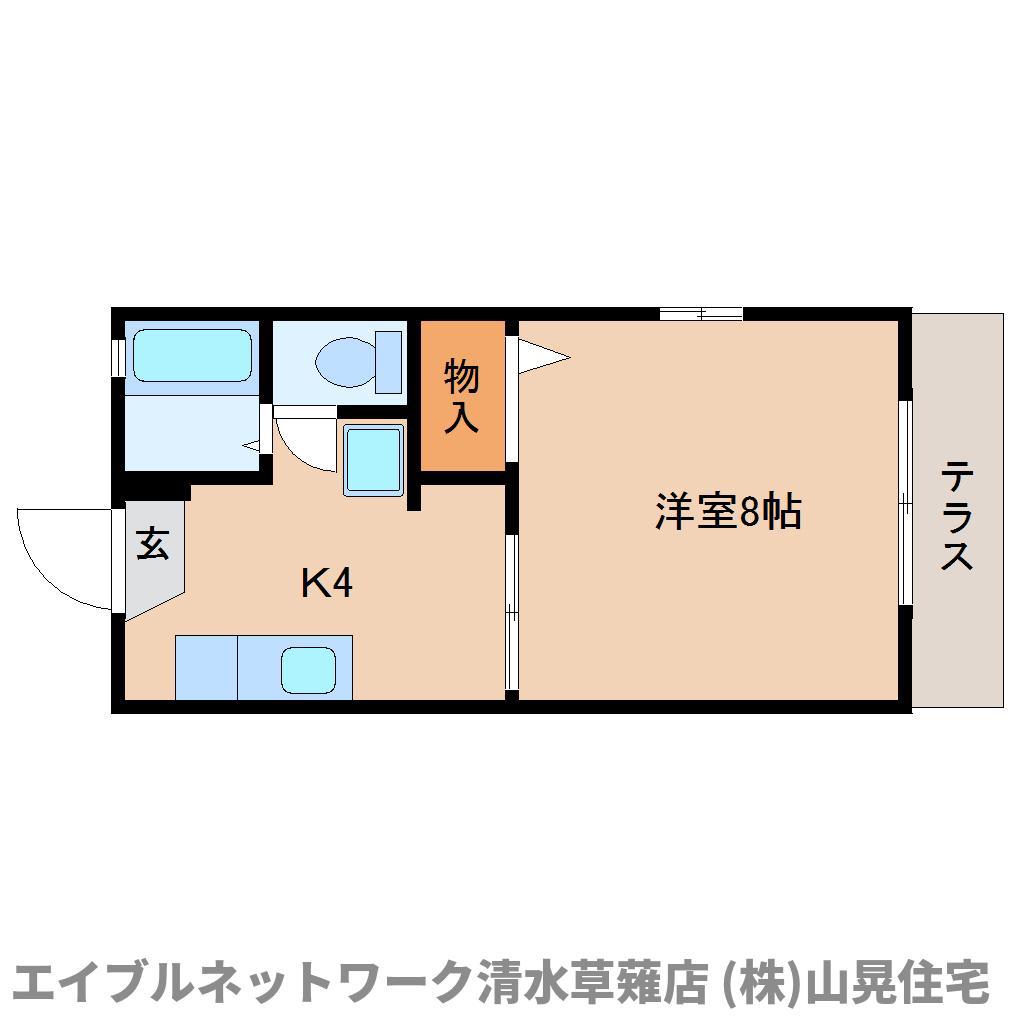 アークヒルズ瀬名 A(1K/2階)の間取り写真