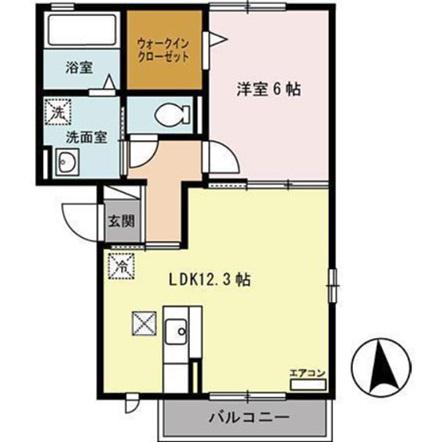 ブライト木町(1LDK/1階)の間取り写真